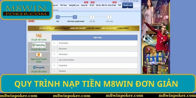 Quy trình nạp tiền M8WIN đơn giản và chuẩn nhất