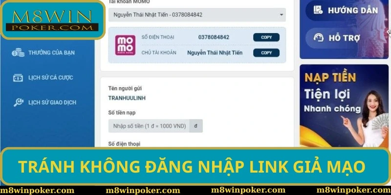 Đảm bảo tránh không đăng nhập link giả mạo